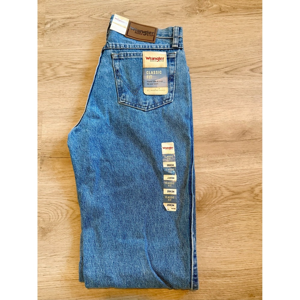 Wrangler Rugged Wear Classic Fit Mens Jeans 29x34 M Wash Blue Denim 1039902RI - Picture 2 of 6